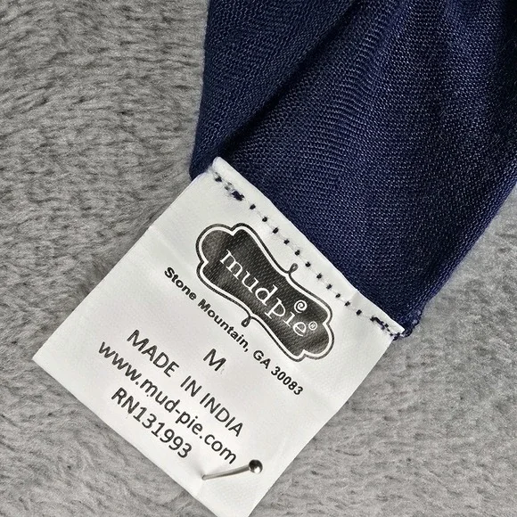 Mud Pie Women Navy Blue Halter Dress Macrame Fringe Hem Boho Summer Size M 8-10 - Picture 8 of 13